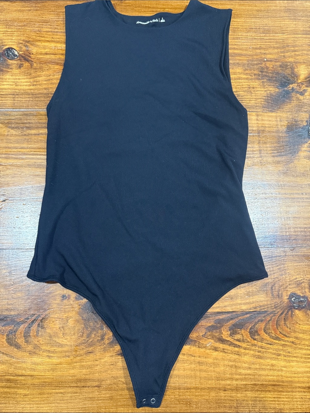 Abercrombie & Fitch Black Ribbed One-Piece Bodysuit